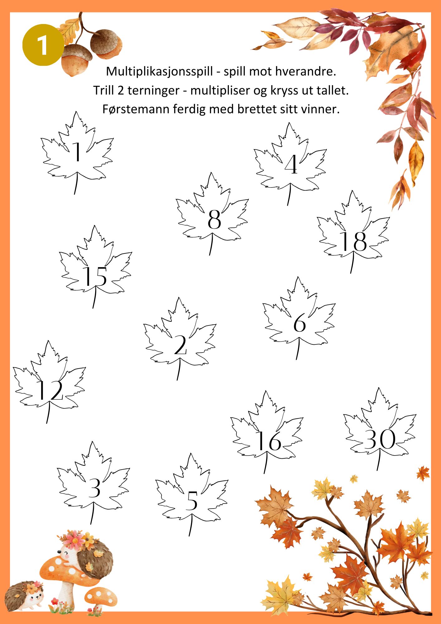 Høst - multiplikasjon med 1- til 6 gangen - Bilde 2