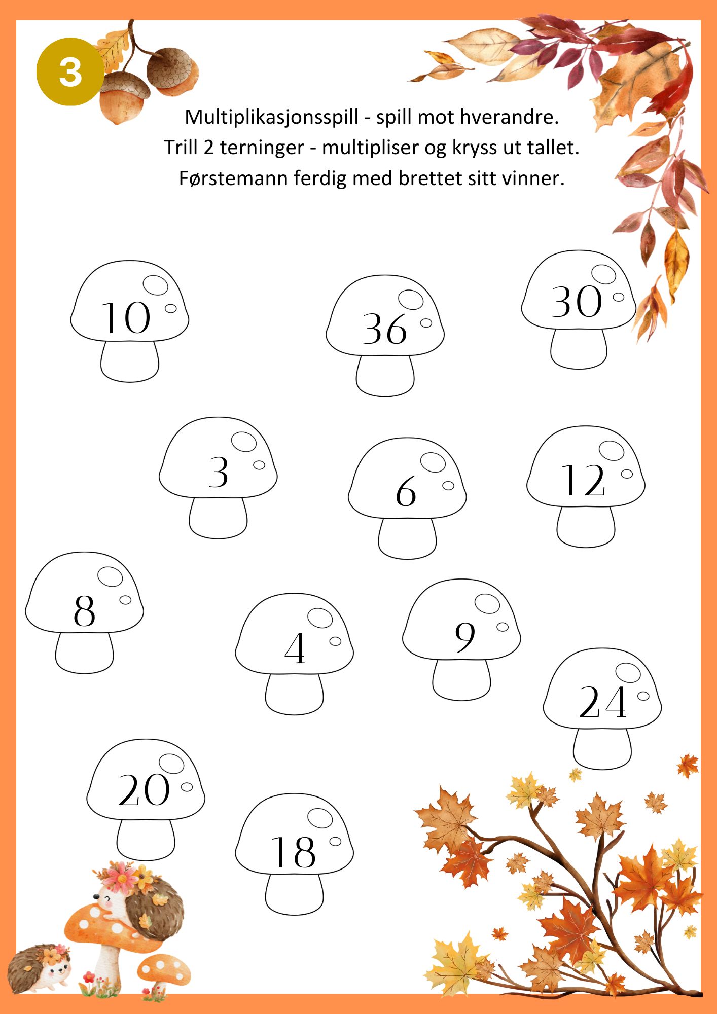 Høst - multiplikasjon med 1- til 6 gangen - Bilde 4