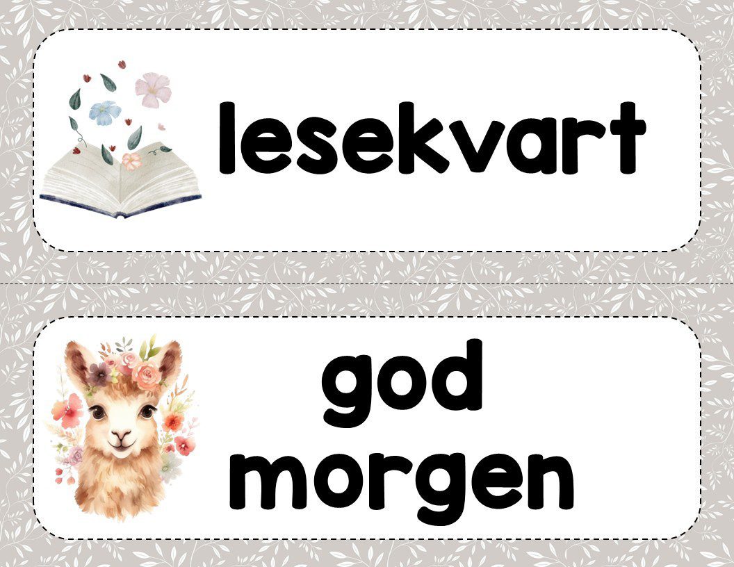 Dagsplan på norsk - grå