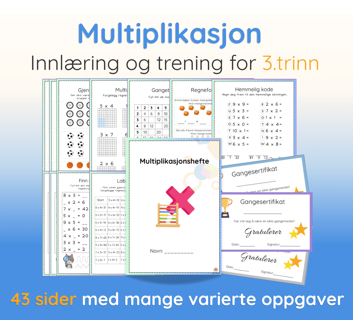 Multiplikasjonshefte - innlæring og trening