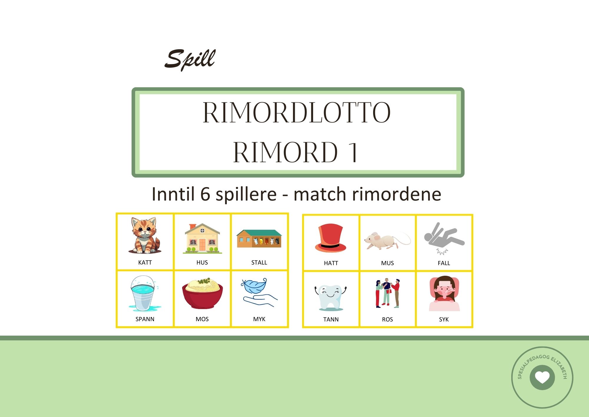 Rimord 1 - rimordlotto - begrepstrening