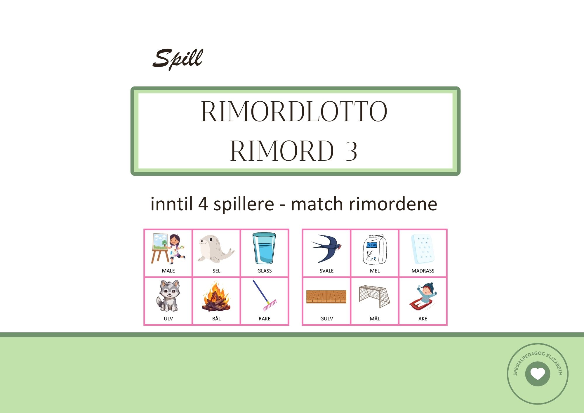 Rimord 3 - rimordlotto - begrepstrening