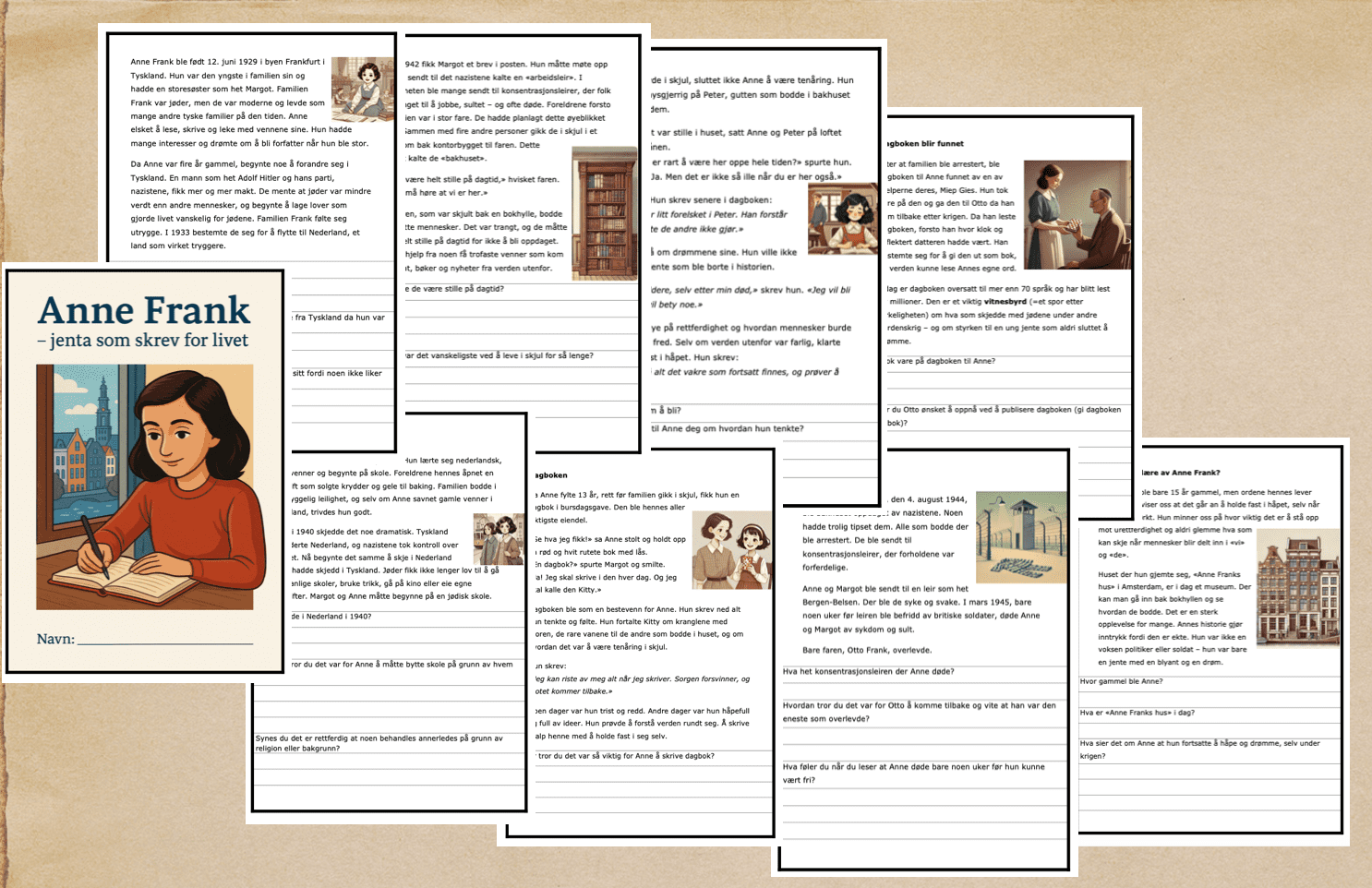 Anne Frank - jenta som skrev for livet - BM - 6.-7.trinn - tekst m/sprøsmål