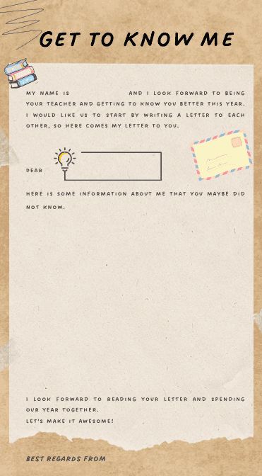 Get to know me - Letter template
