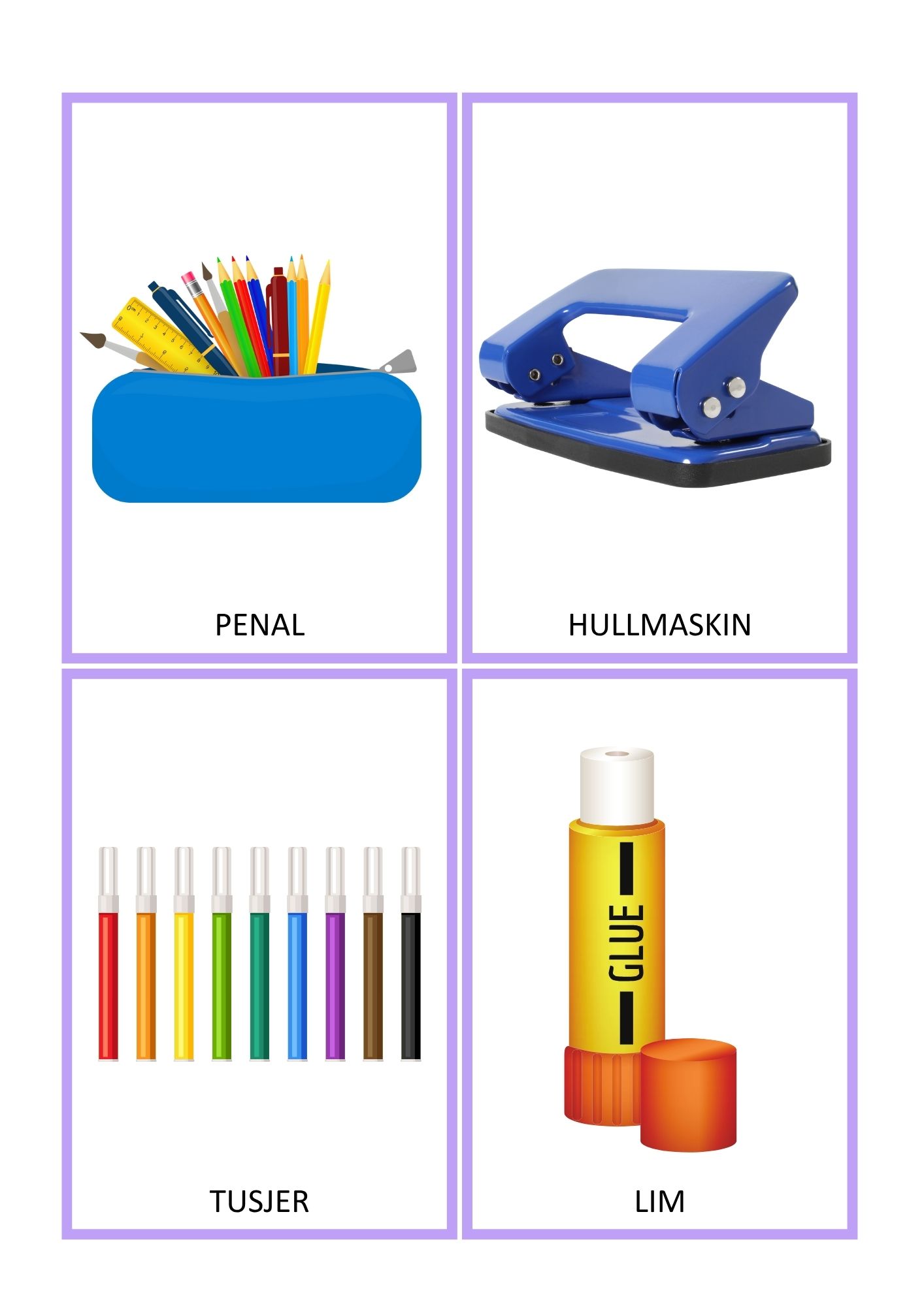 Skole- begrepskort og memoryspill - på norsk & engelsk - Bilde 5