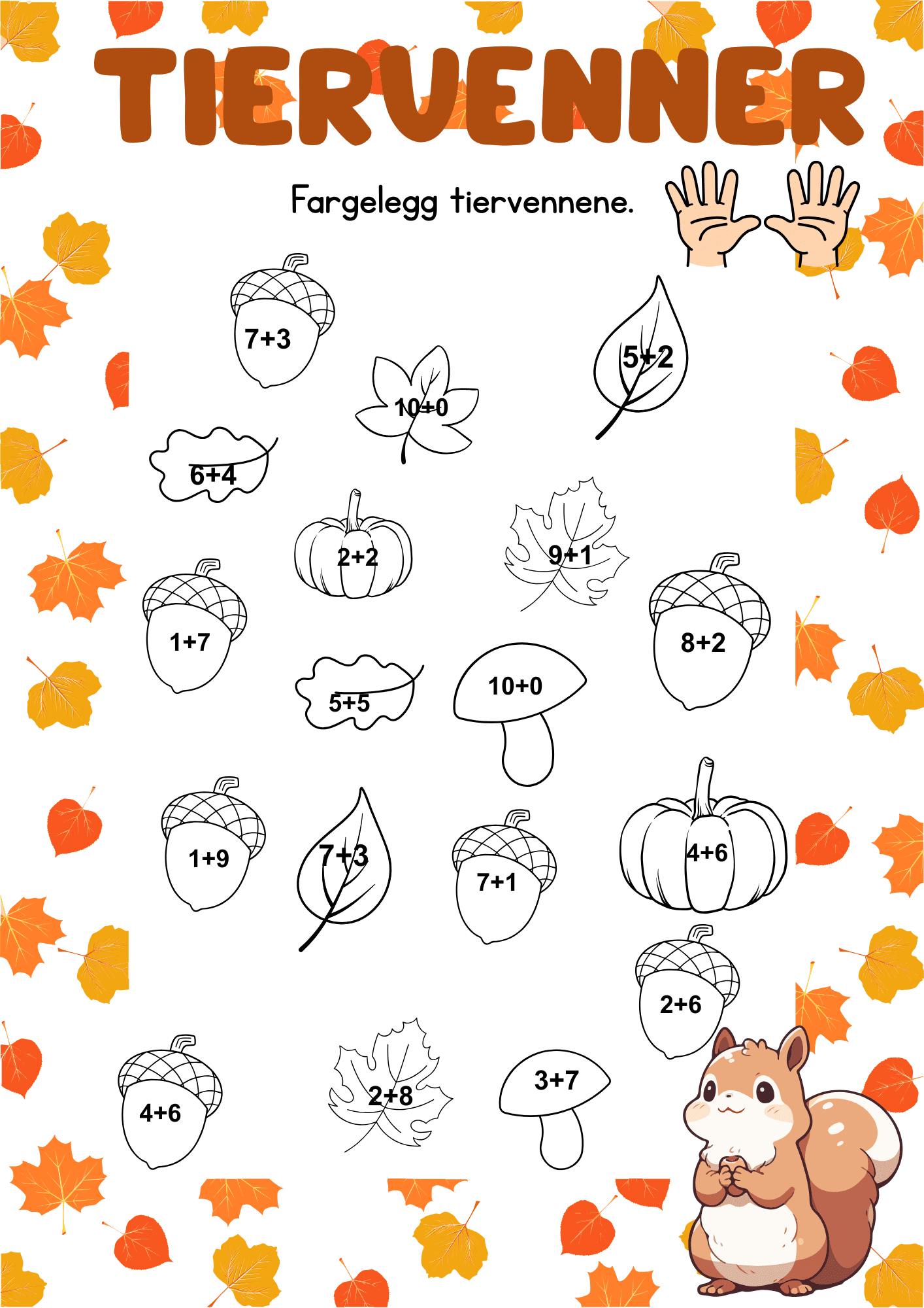 Arbeidsark tiervenner høst