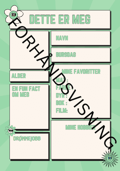 Dette er meg - oppgaveark