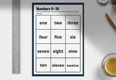 Numbers 0-20 - English memory