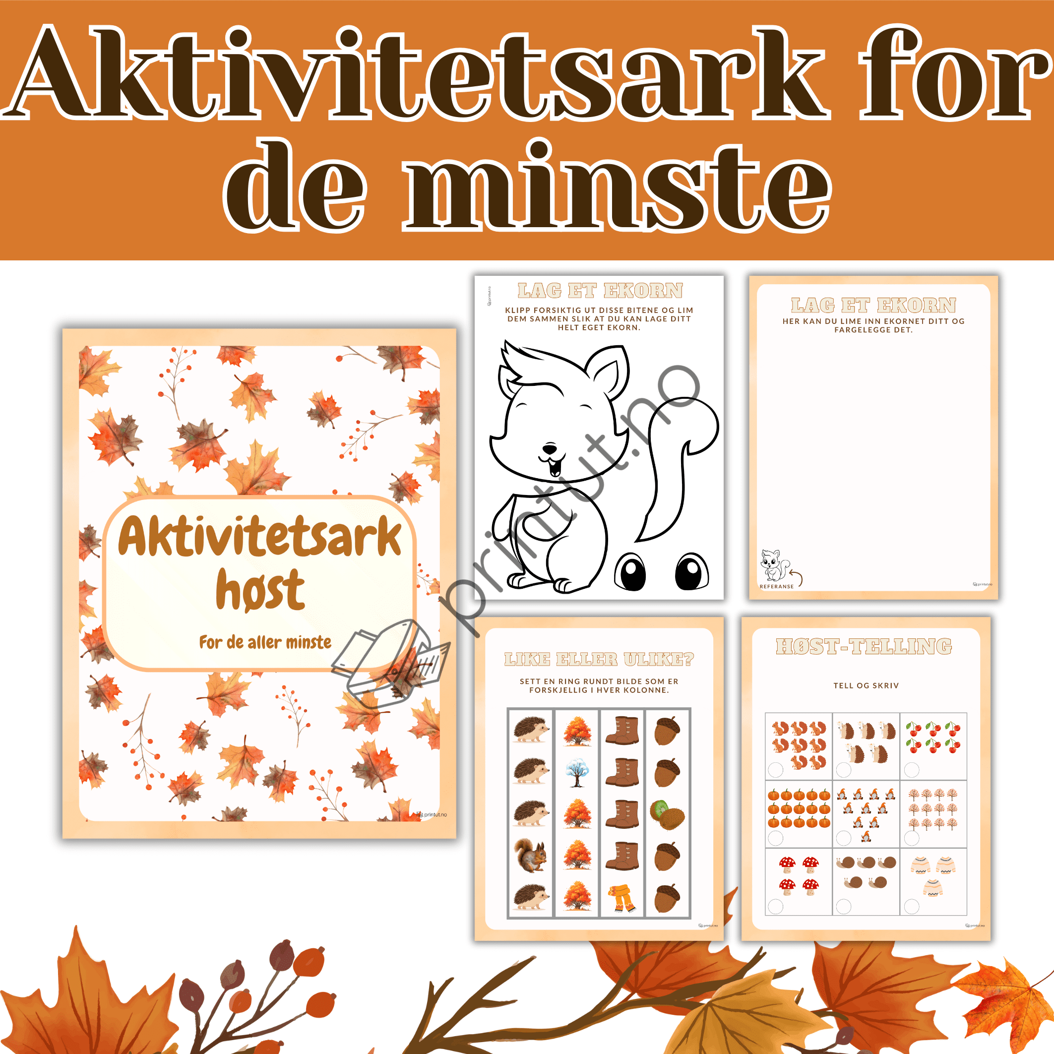 arbeidsark med høsttema-for de minste