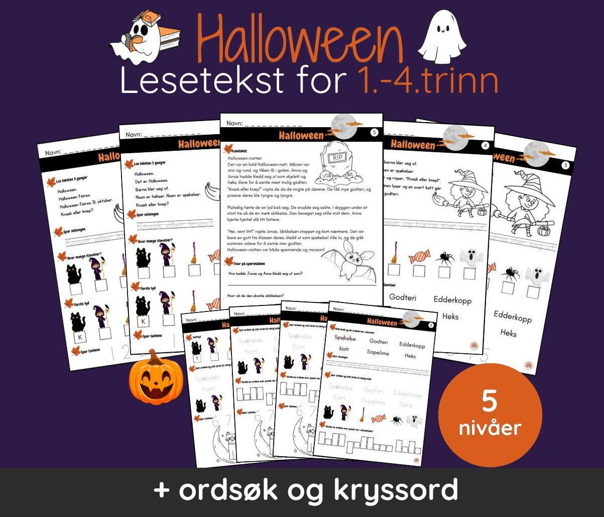 Halloween lesetekst 5 nivåer ++