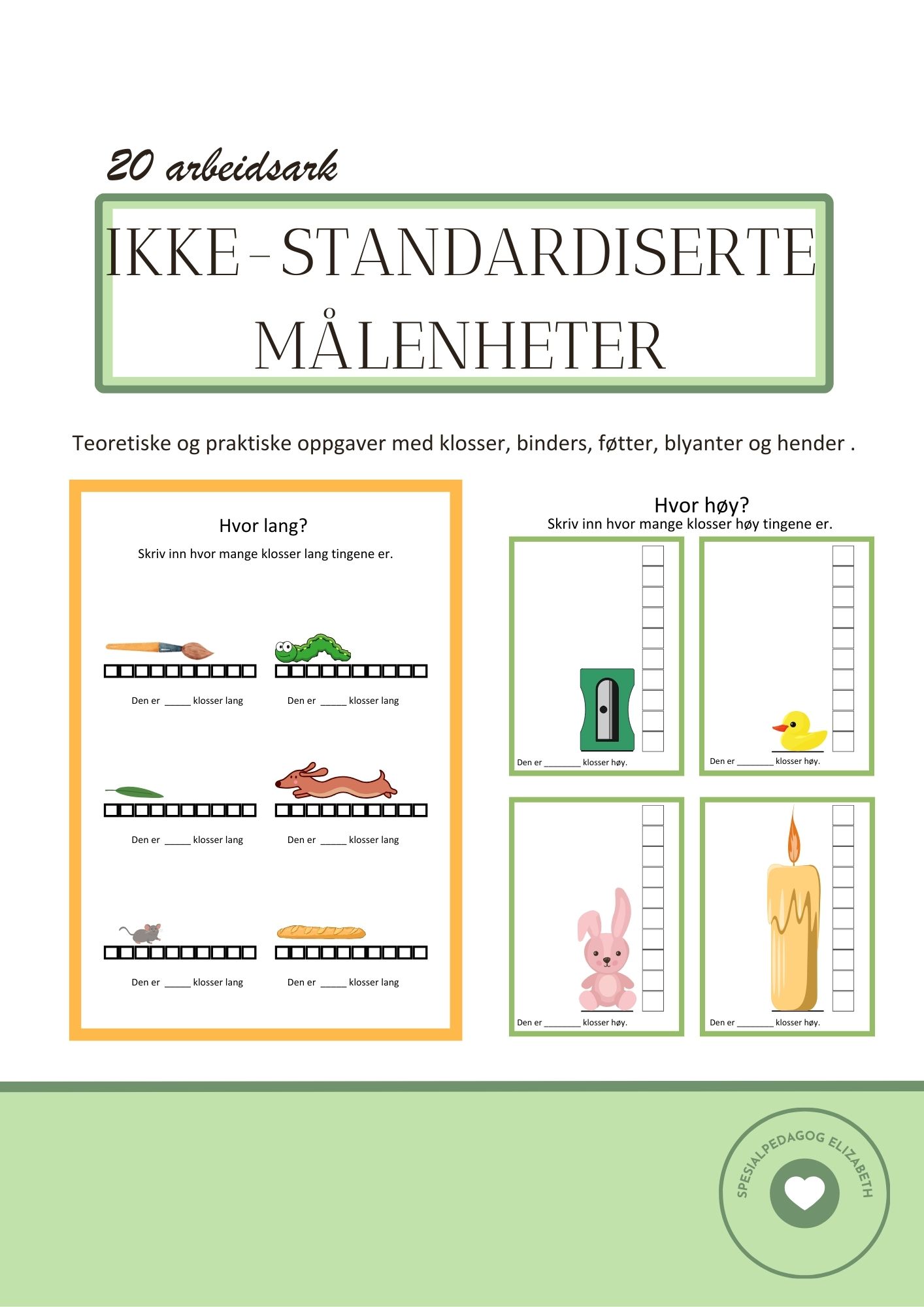 Arbeidshefte for ikke-standardiserte målenheter