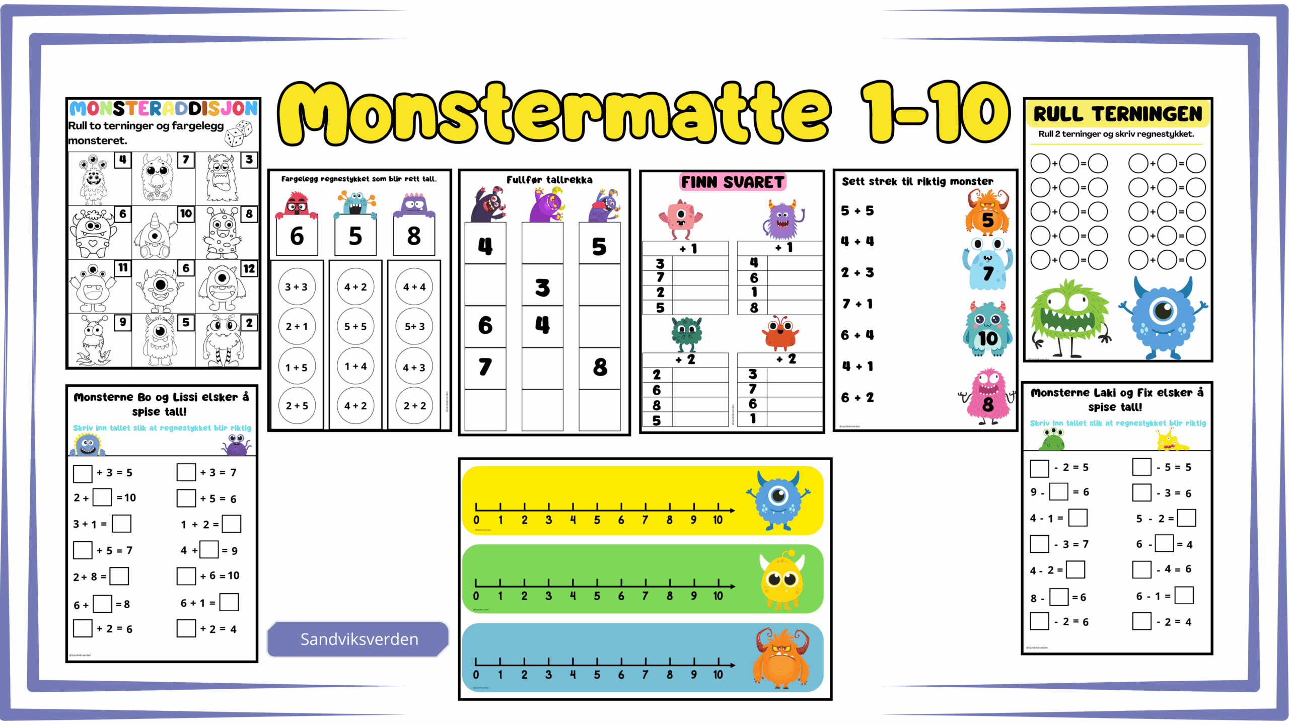 Monstermatte-Akttivitetspakke Tall fra 0-10