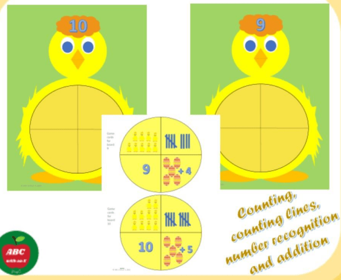 Kyllingspillet -lottospill med tallene 1-10