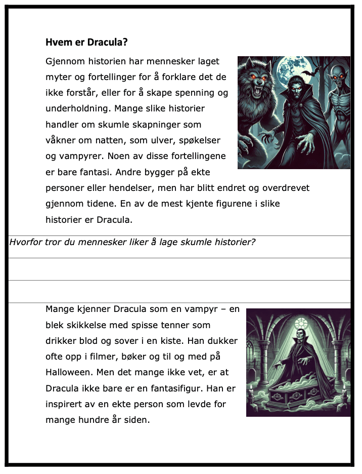 Hvem er Dracula? - BM - ca 4.-6.trinn- lesehefte m/spørsmål og oppgaver - Bilde 3
