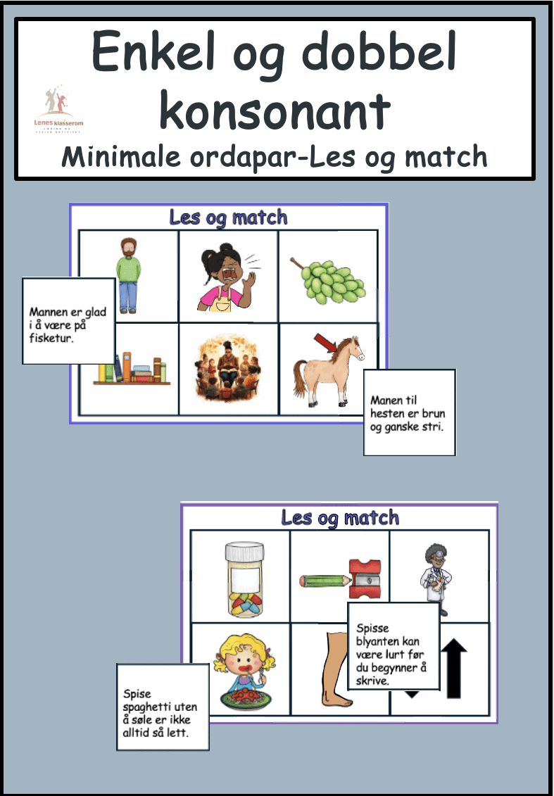 Enkel -og dobbel konsonant Les og Match