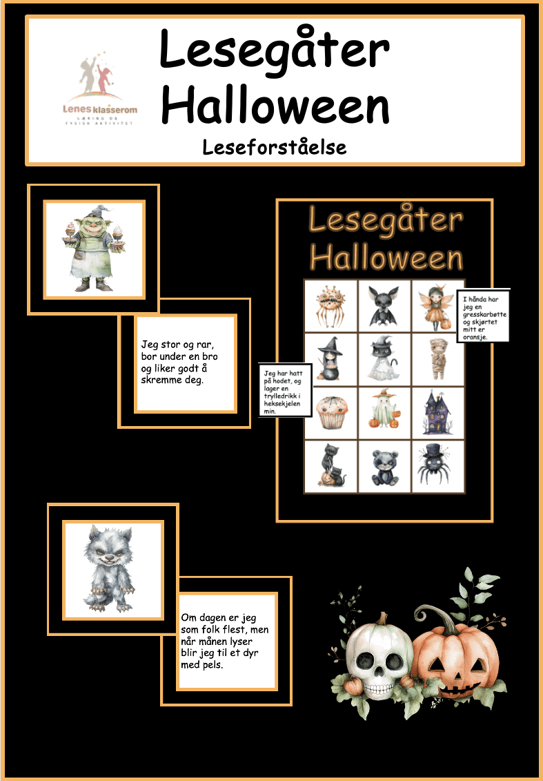 Lesegåter- leseforståelse- Halloween