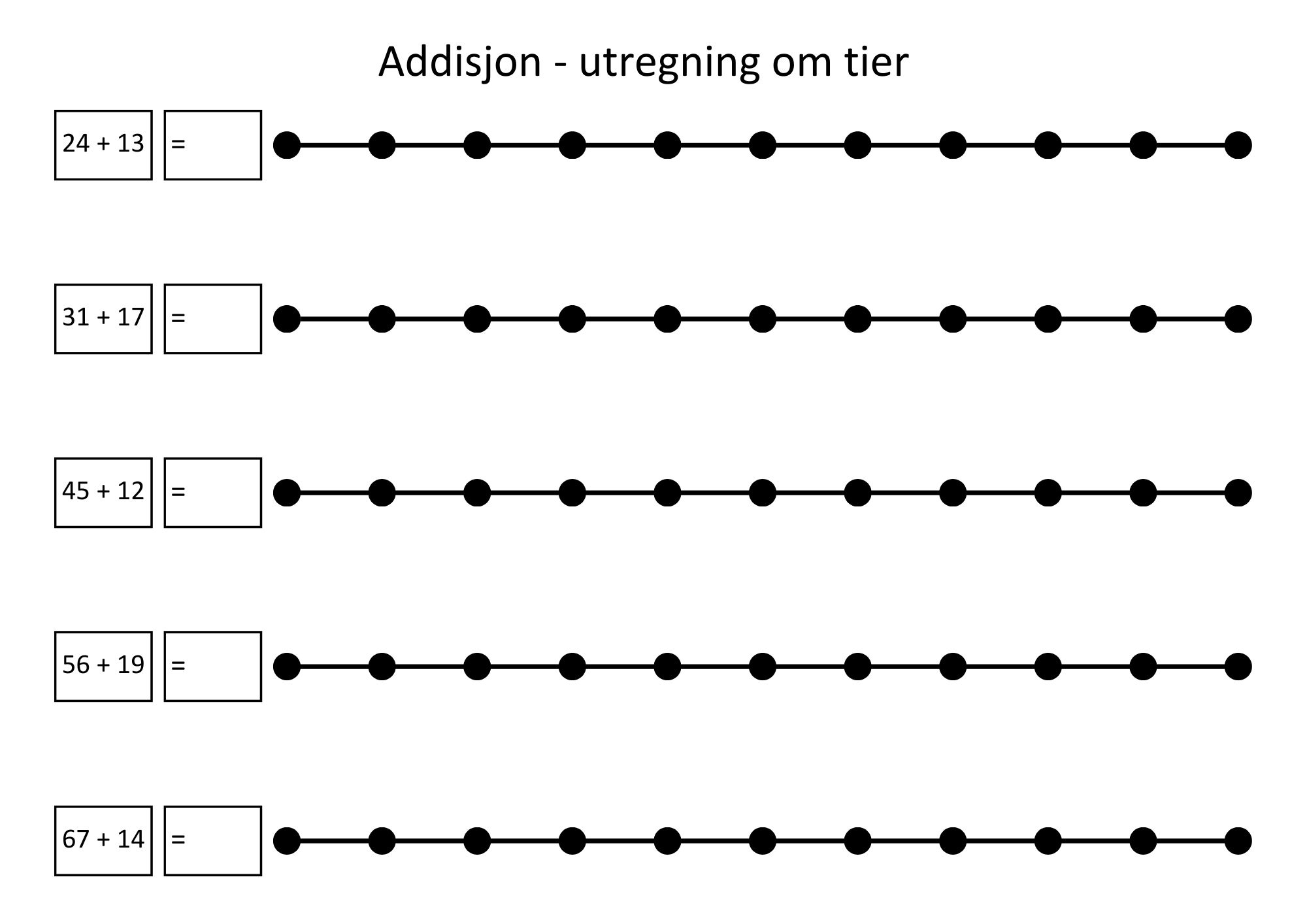 Tallinjer - addisjon og subtraksjon med tallene til 100 - 8 økende nivåer. - Bilde 15