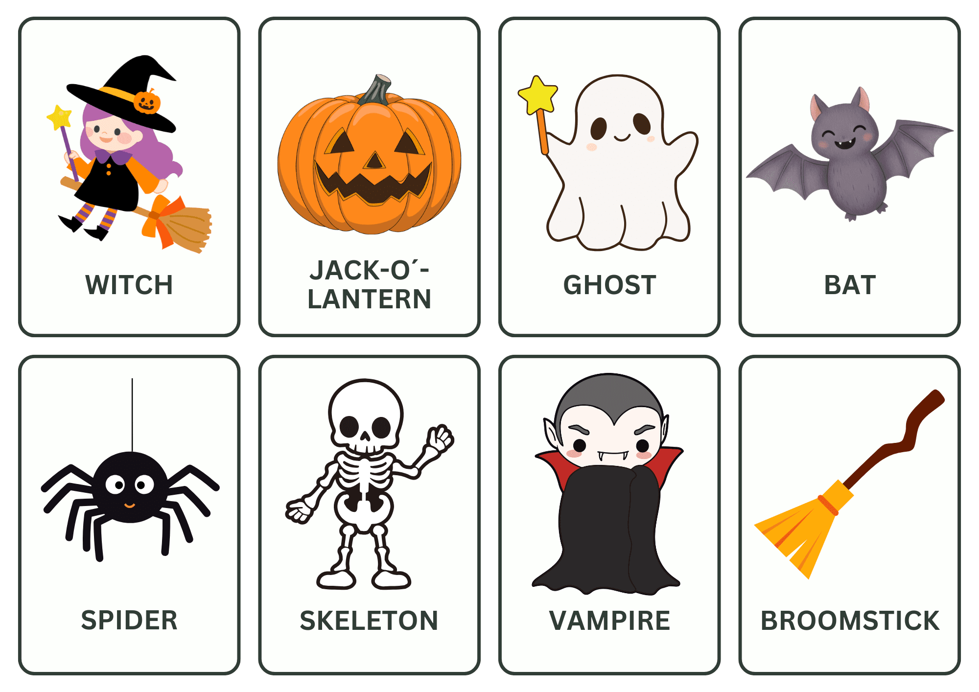 Ordkort på engelsk: Halloween