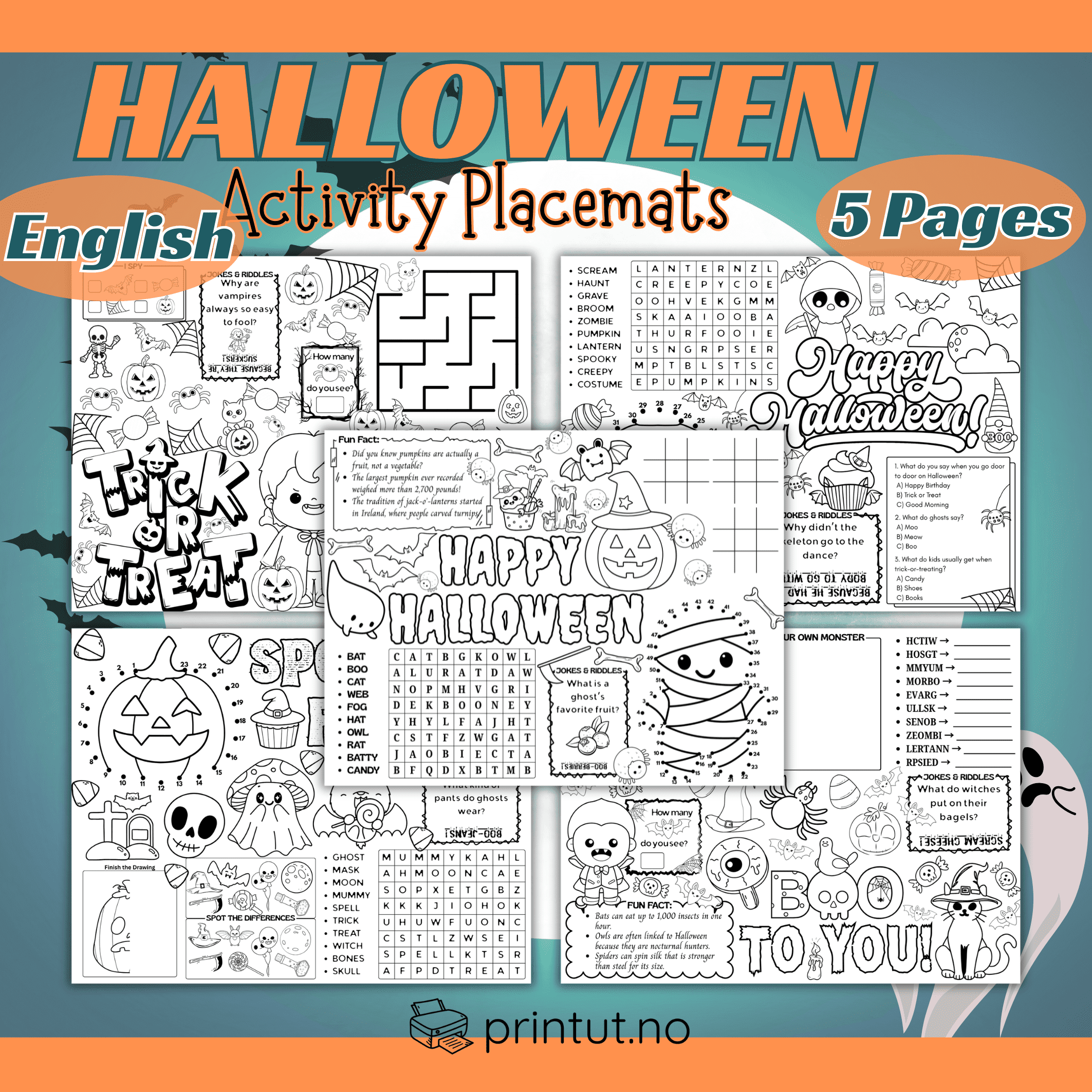 Halloween activity placemats