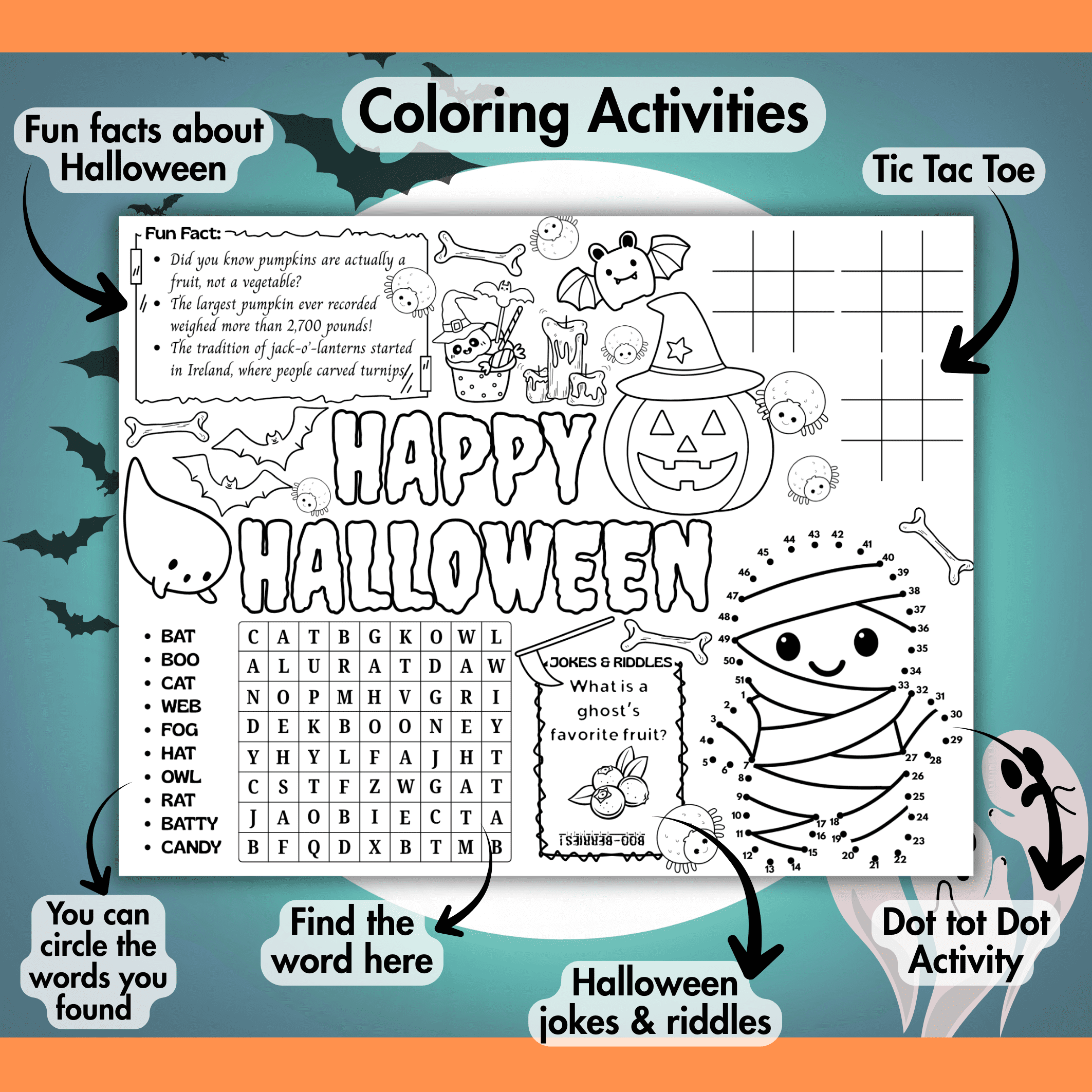 Halloween activity placemats - Bilde 2