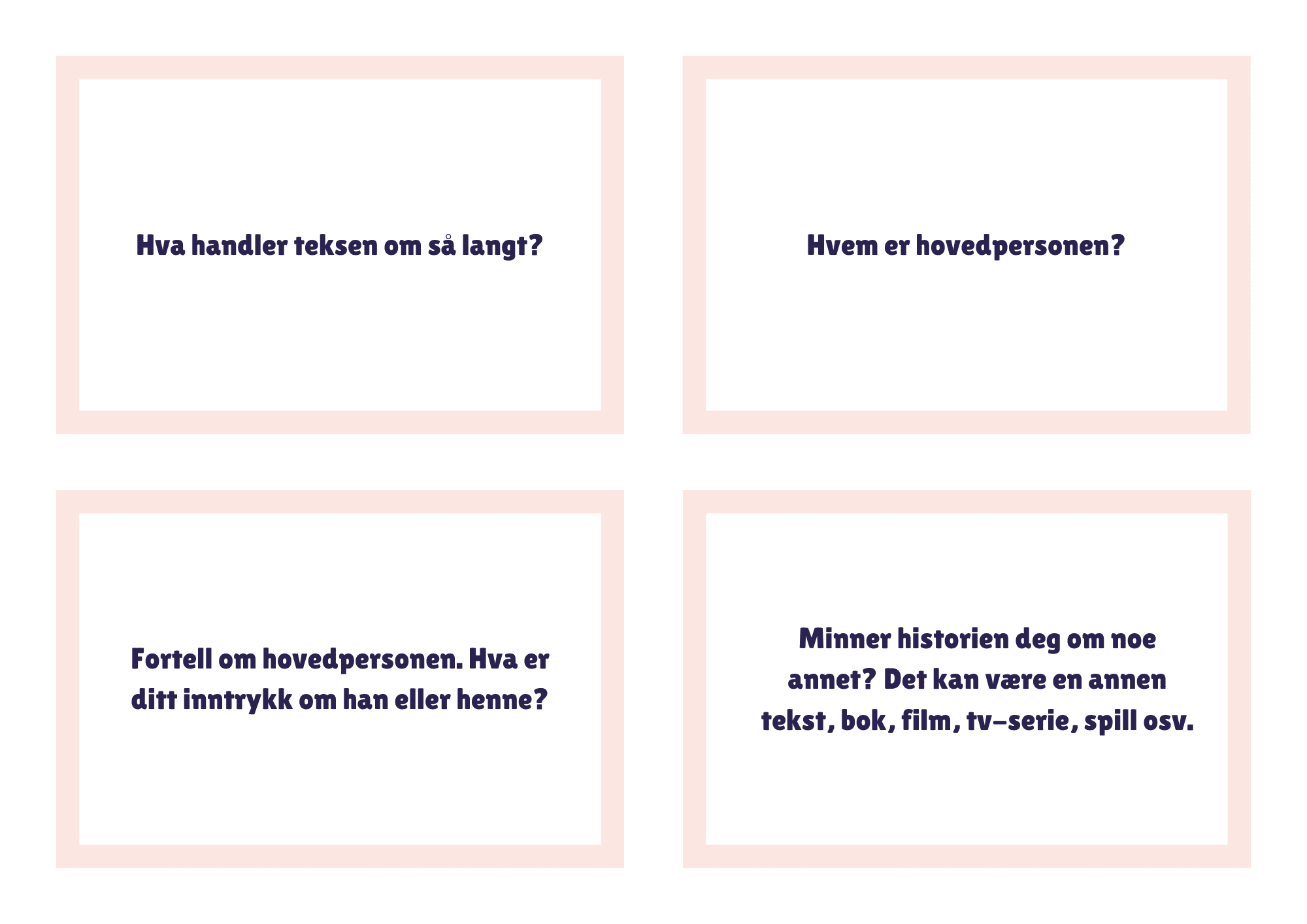 Diskusjonskort: Lesestopp (skjønnlitterære tekster)