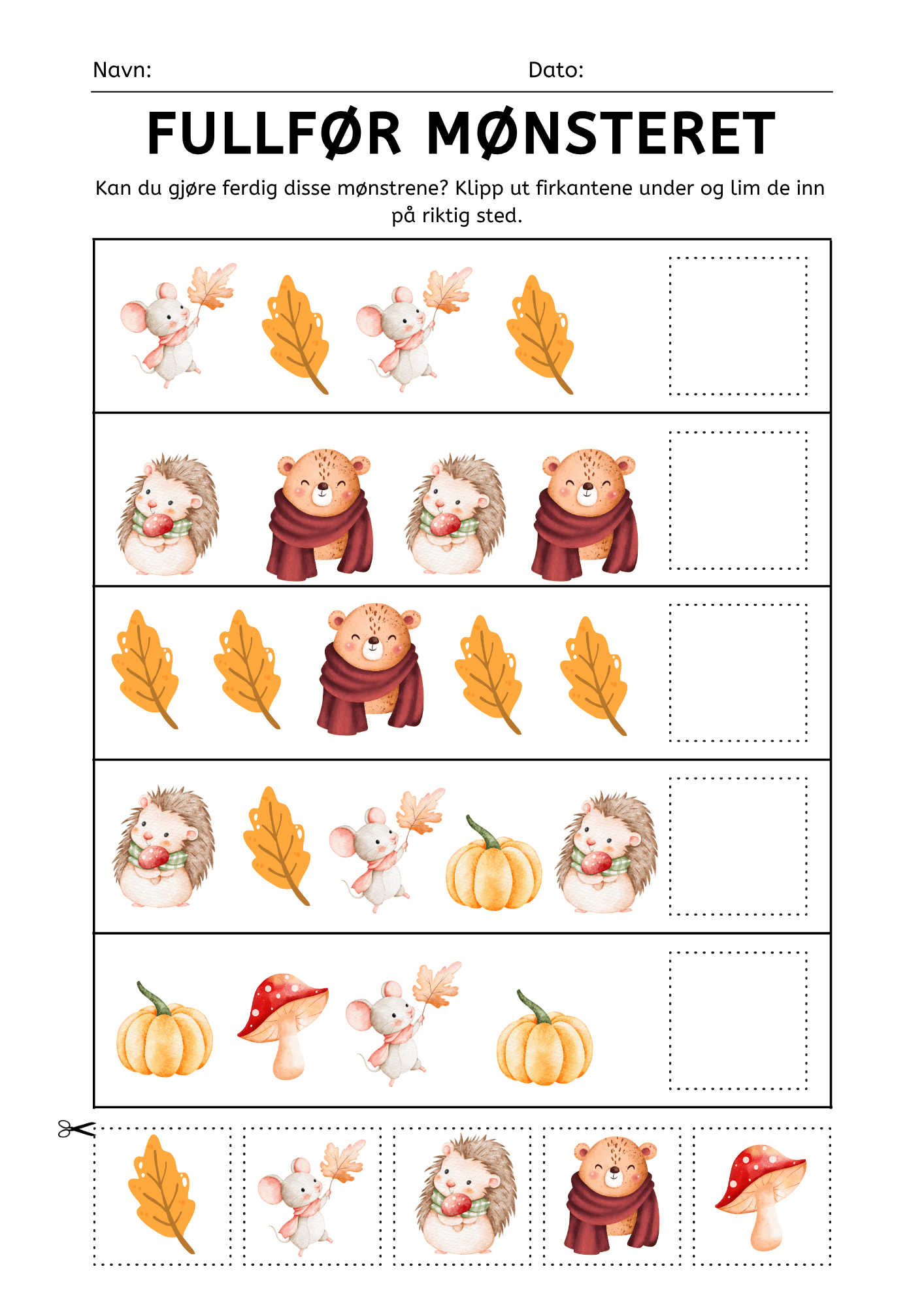 Fullfør mønsteret - høst og skogtema