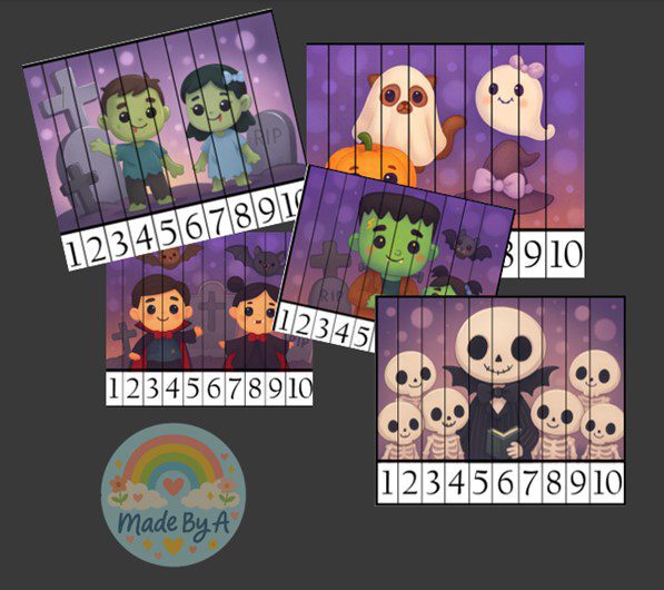 Halloween sorteringskort 1-10