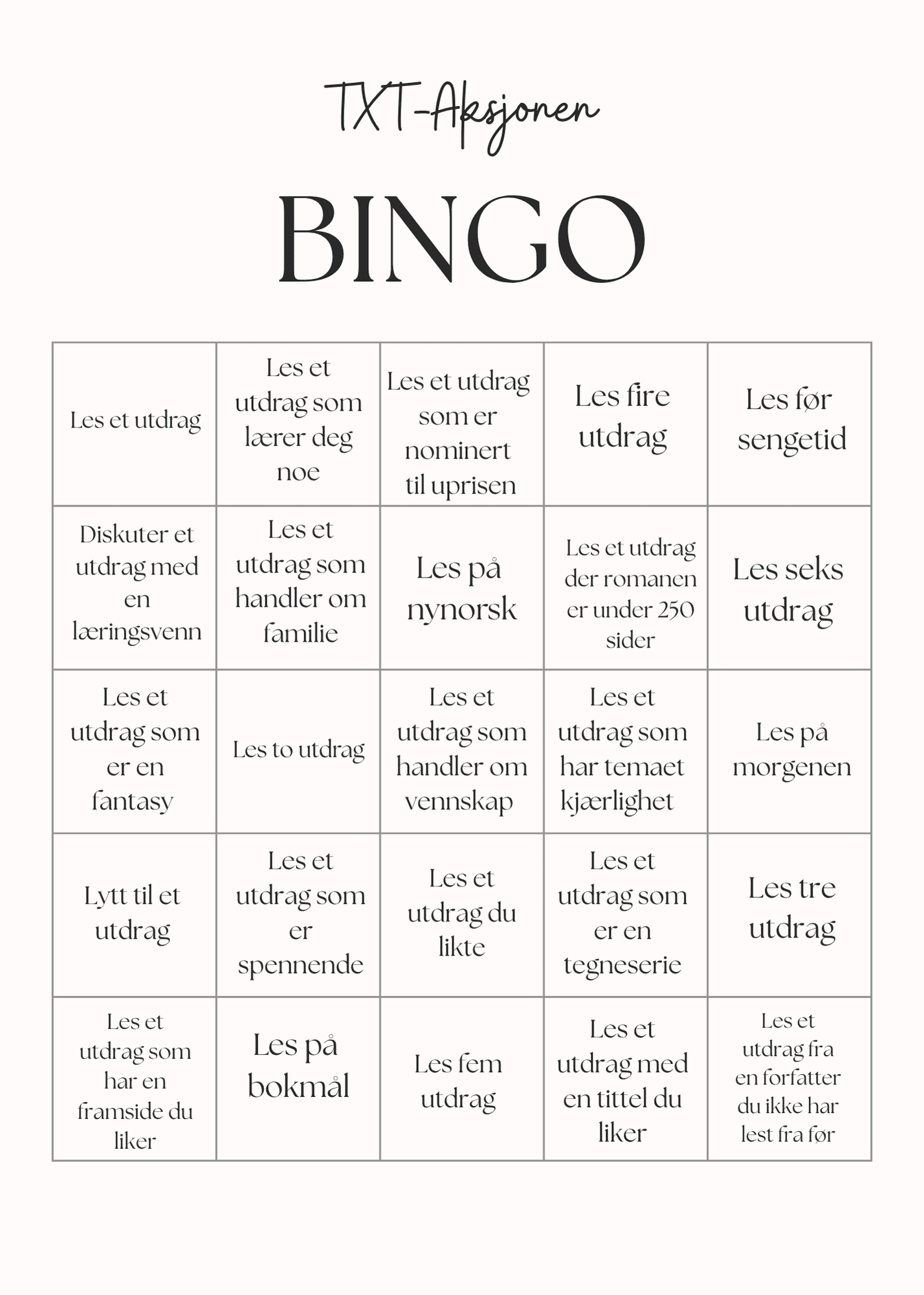 Bingobrett: TXT-aksjonen