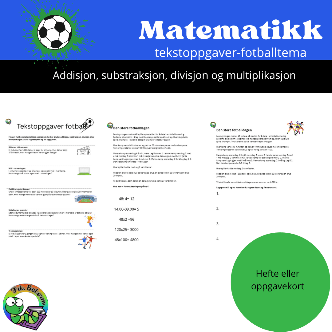 Tekstoppgåver(fotball) hefte eller lag remser