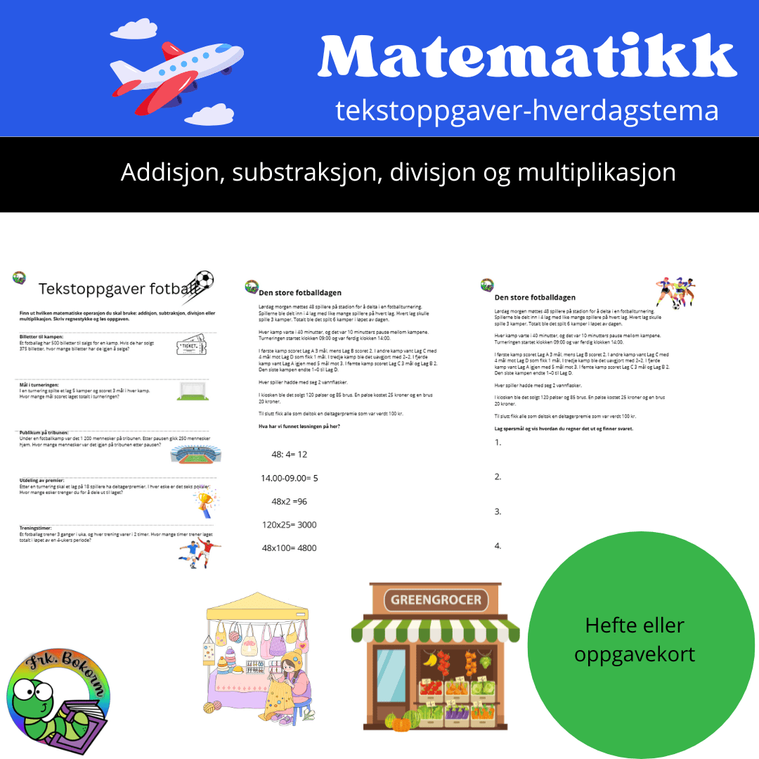Tekstoppgåver(Hverdag) hefte eller lag remser