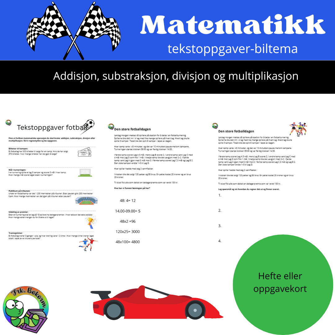 Tekstoppgåver(bil) hefte eller lag remser