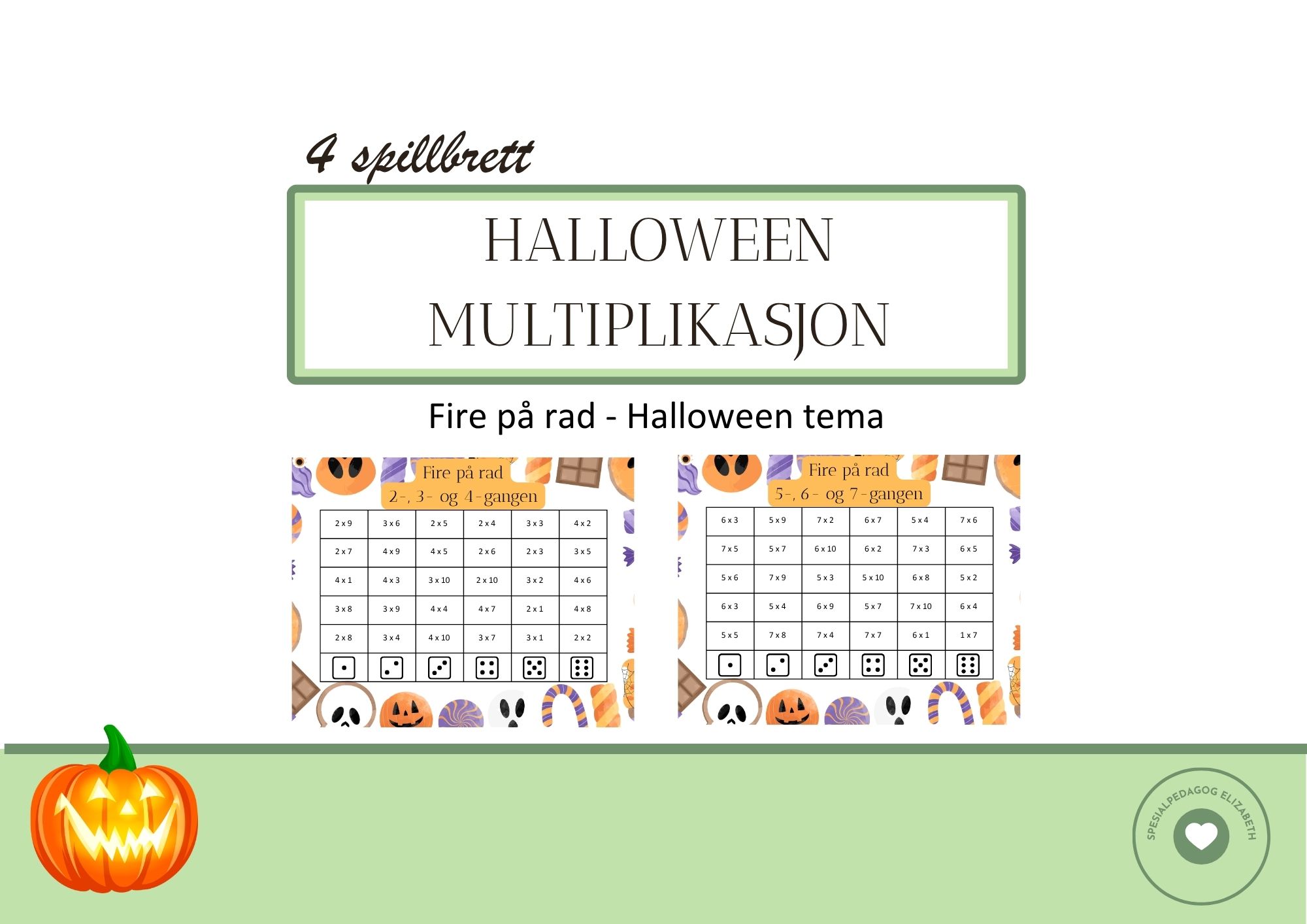 Halloween multiplikasjon - fire på rad - Halloween