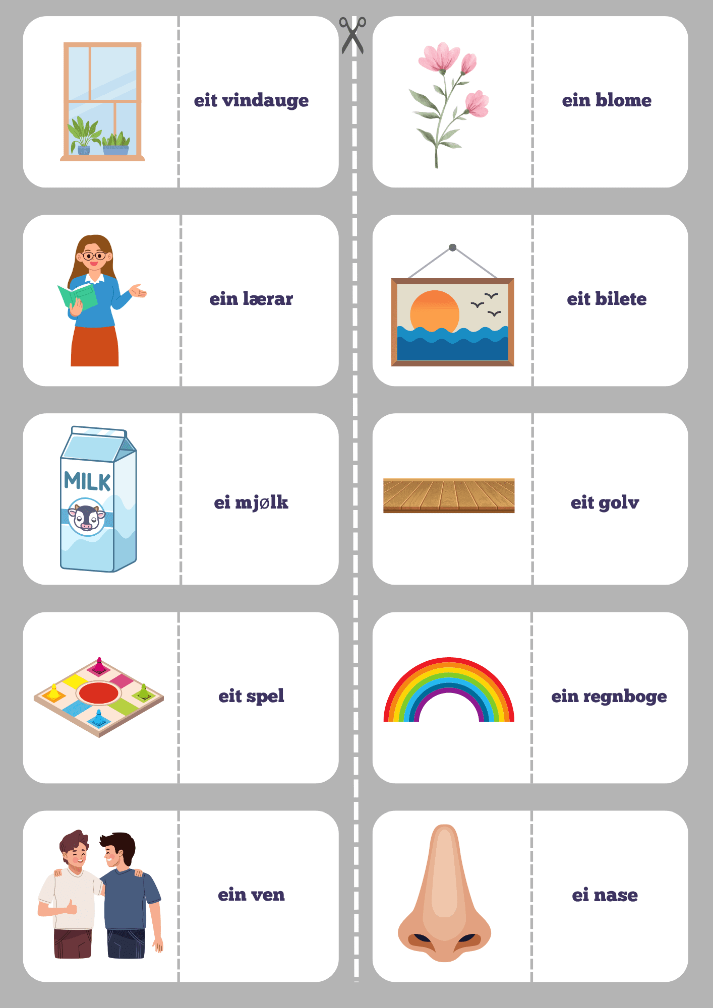 Memory med nynorske ord