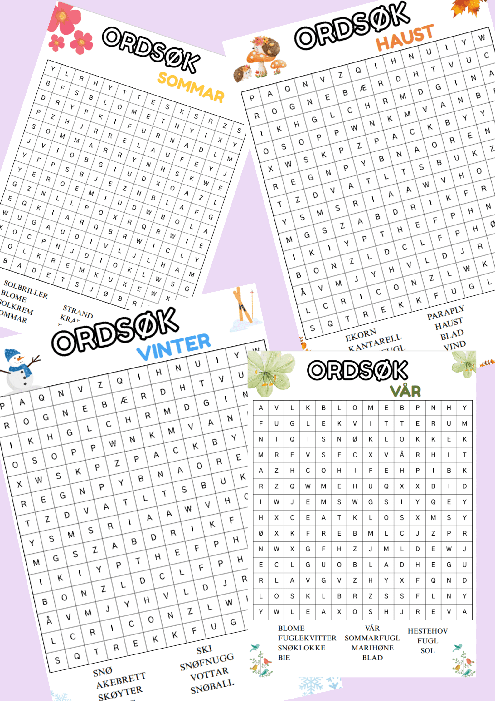 Ordsøk - årstider (nynorsk og bokmål)