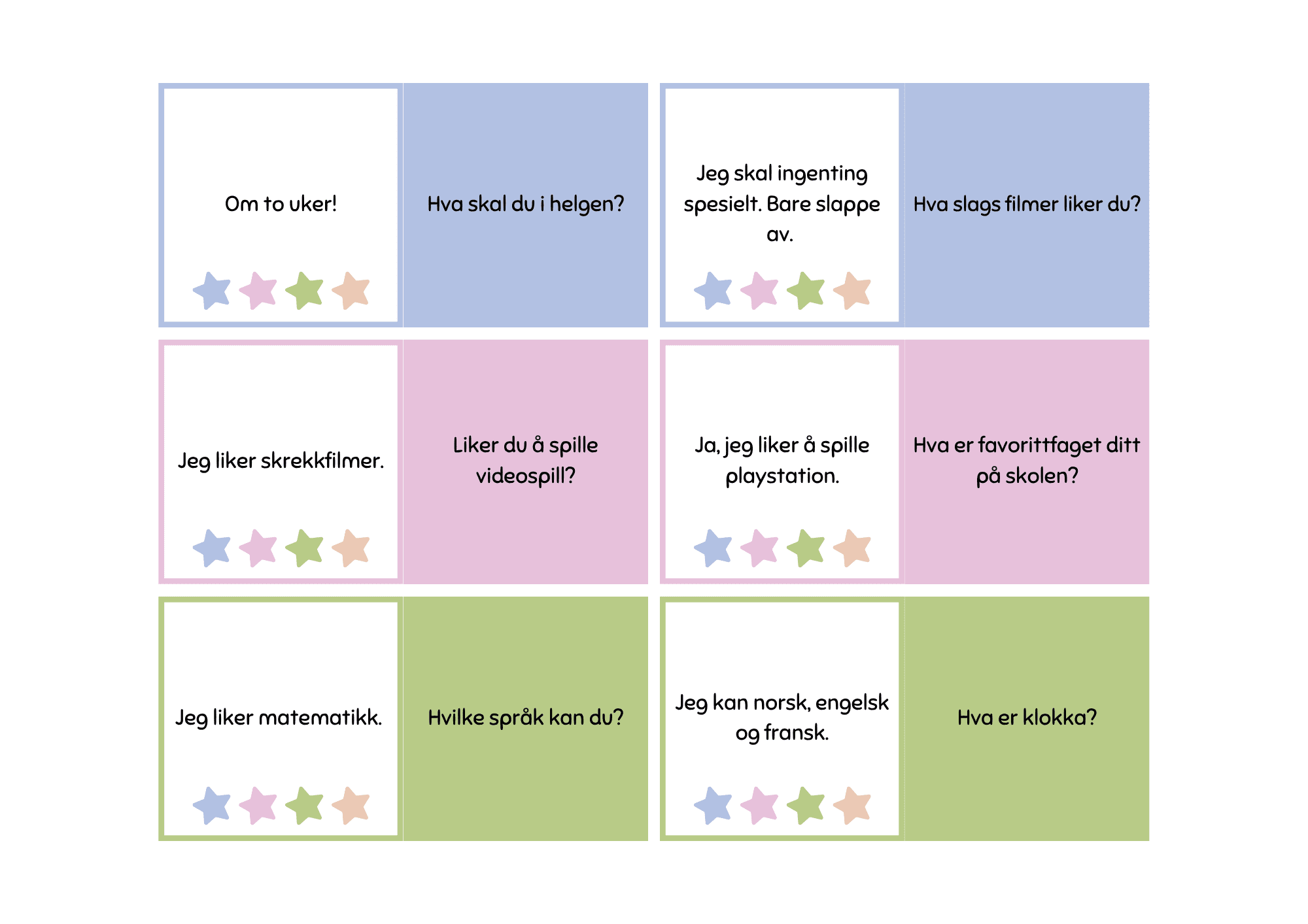 Samtalekort - dominospill