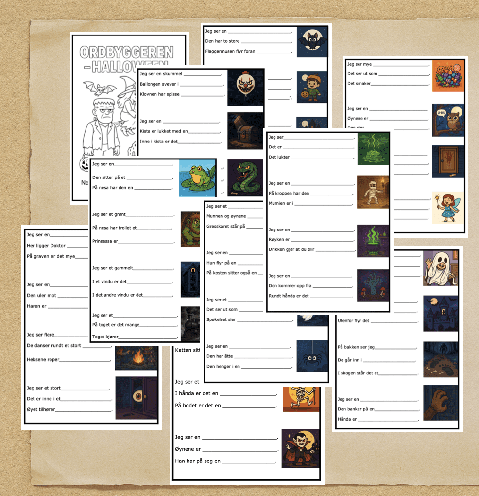 Ordbyggeren halloween - BM - lese/skrive/finne begrep - begynneropplæring - spesialundervisning