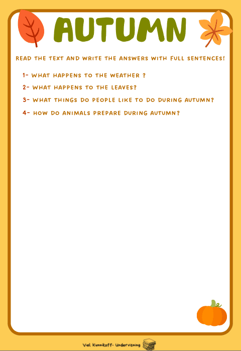 Autumn - Work sheet - Bilde 2