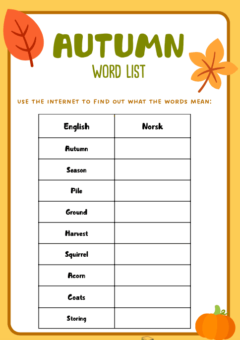 Autumn - Work sheet - Bilde 3