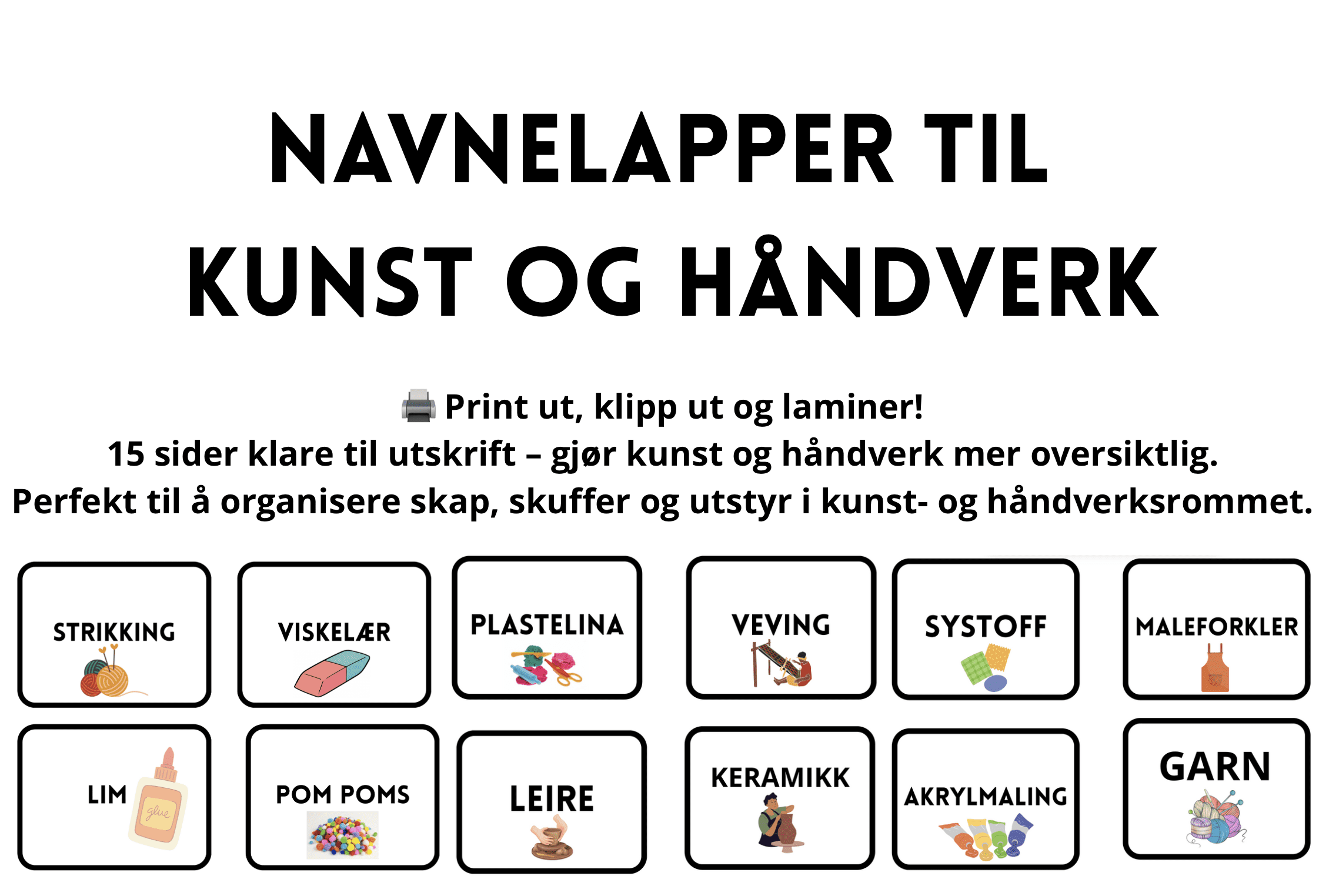 Navnelapper til kunst og håndverk