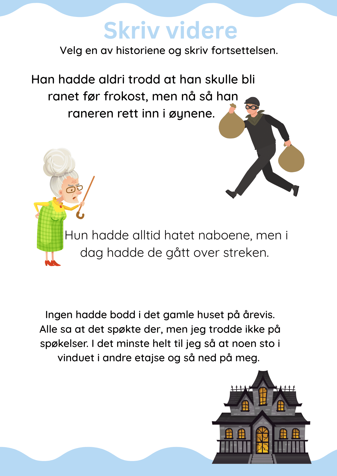 Korte skriveoppgaver og skrivestartere