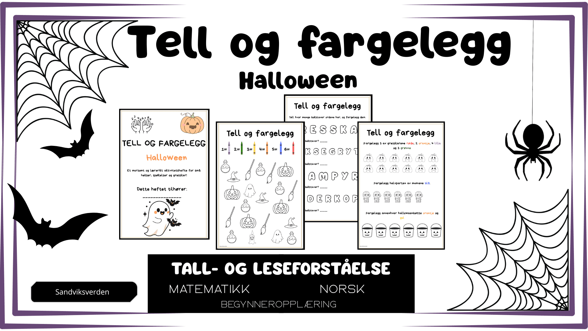 Tell og fargelegg- Halloweenhefte