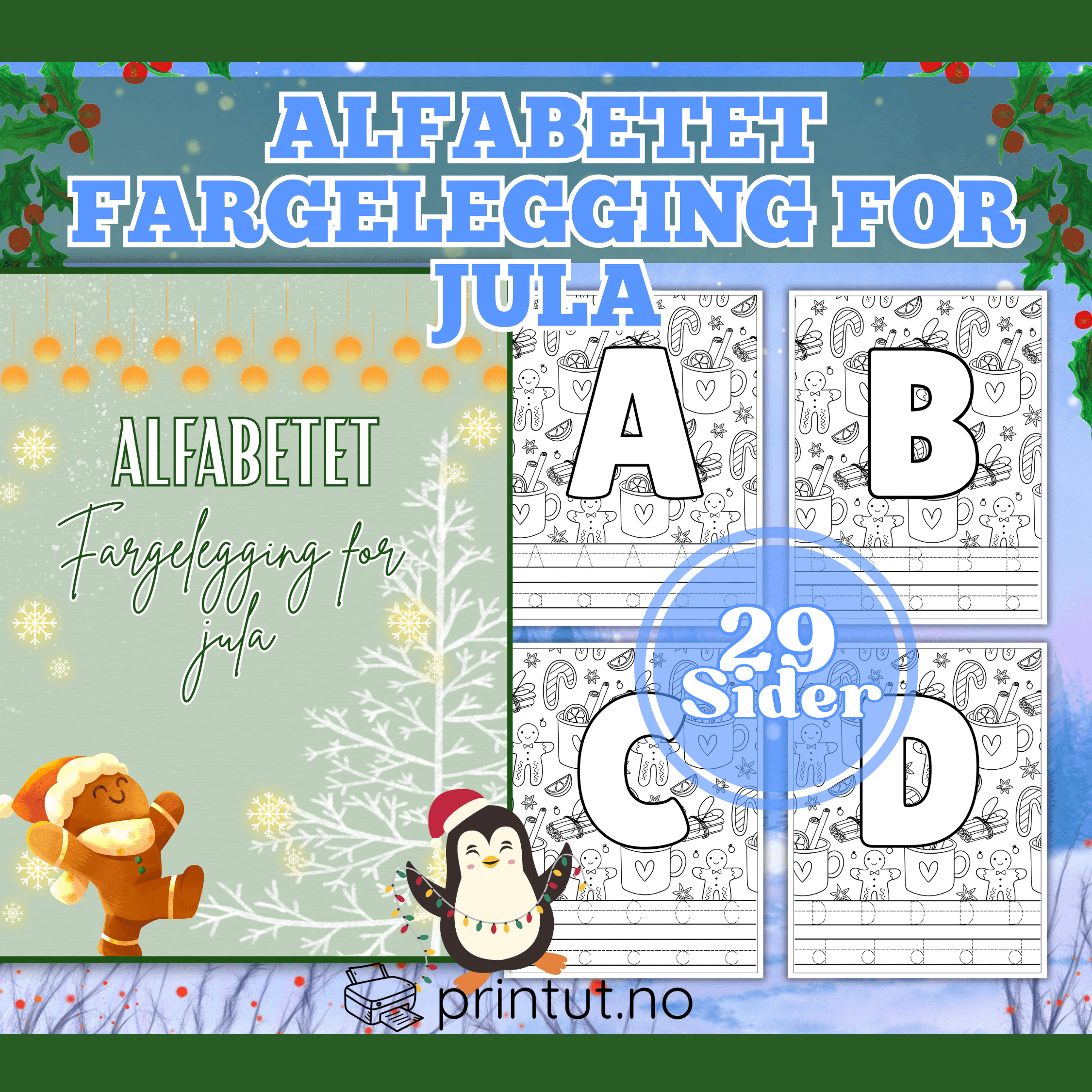 Alfabetet-fargelegging for jula