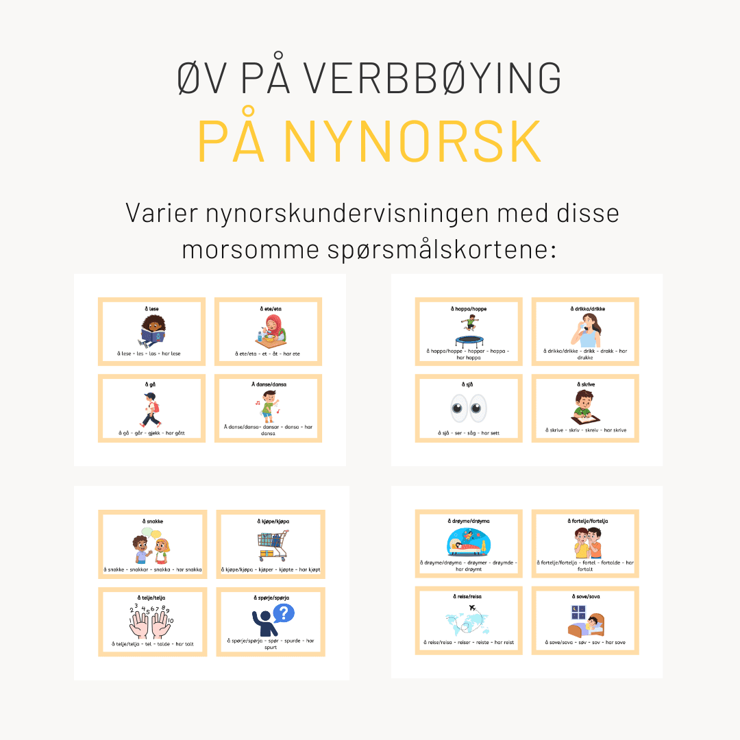 Kortspill om verbbøying på nynorsk