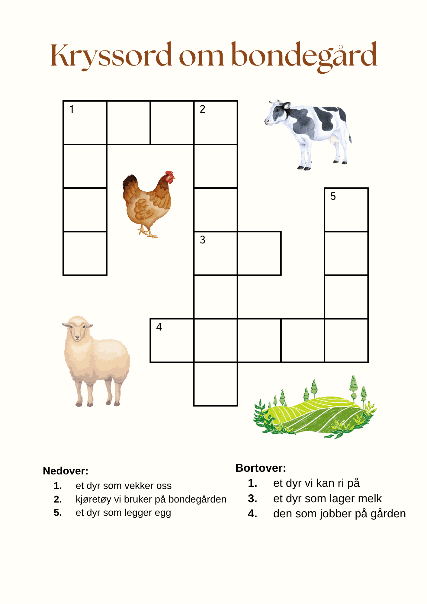 Ordkryss og kryssord med bondegårdstema (enkel) - Bilde 3