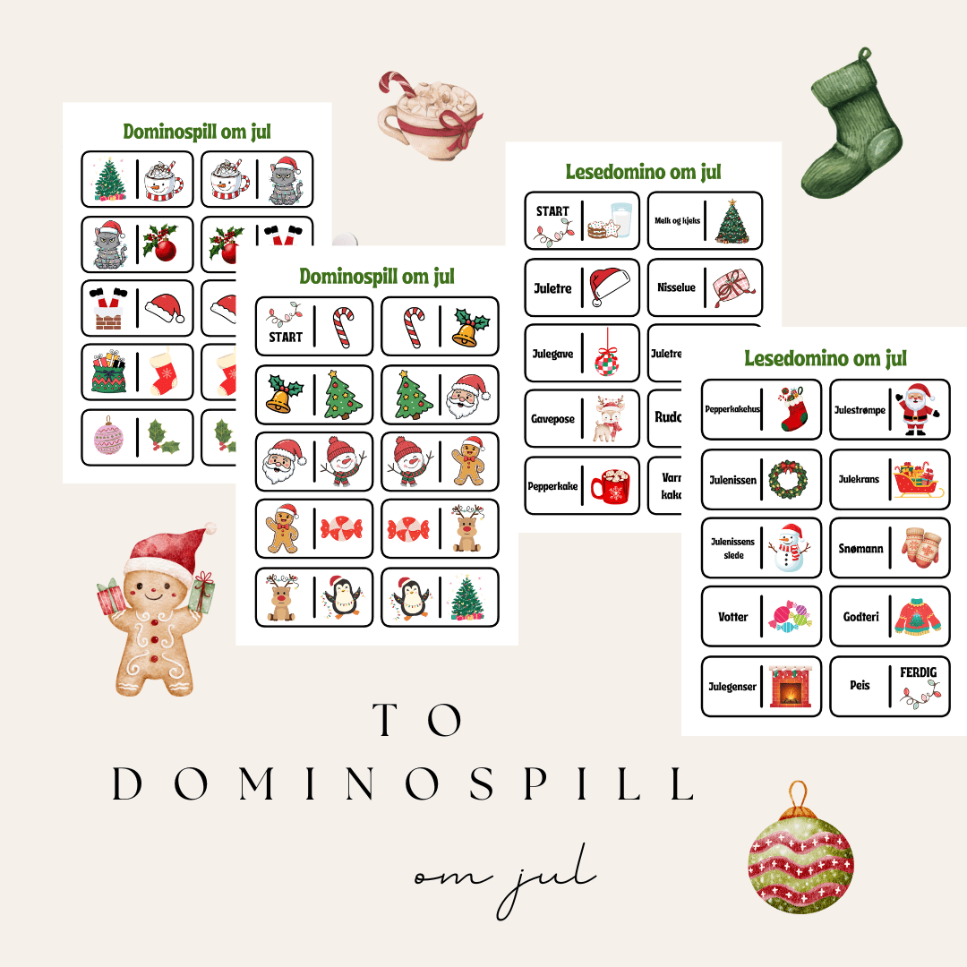 To dominospill om jul (bildedomino og lesedomino)