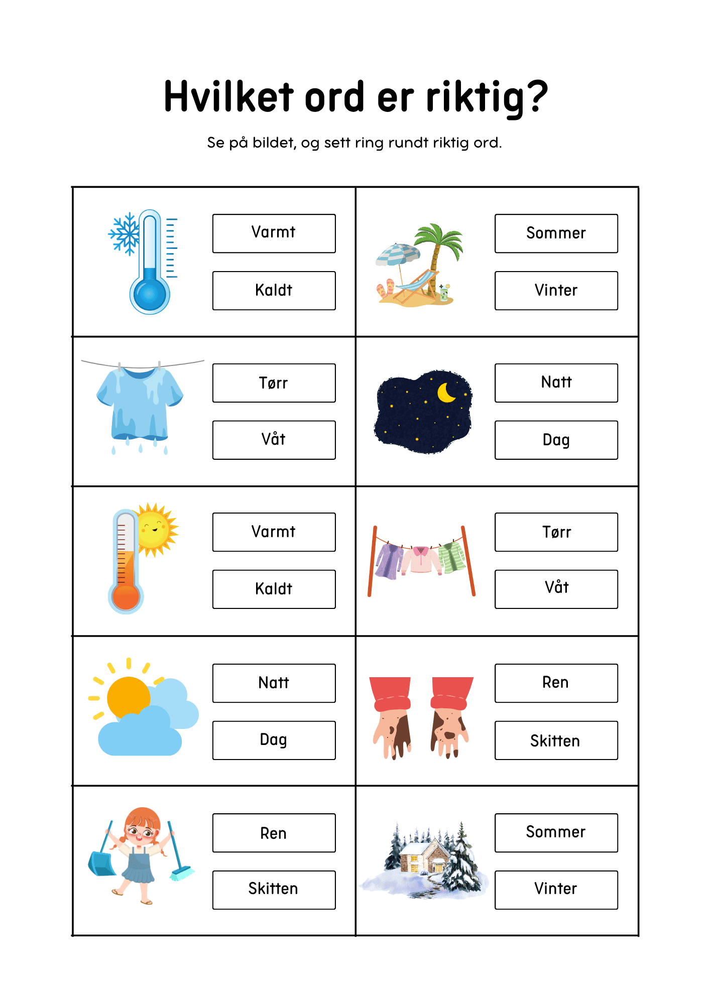 Motsetninger: Ordkort og arbeidsark - Bilde 2