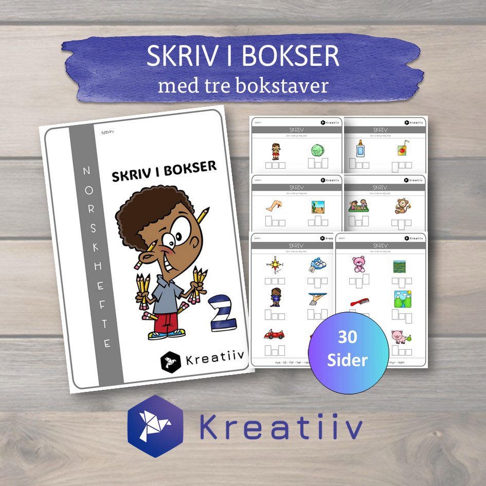 Skriv i bokser - tre bokstaver