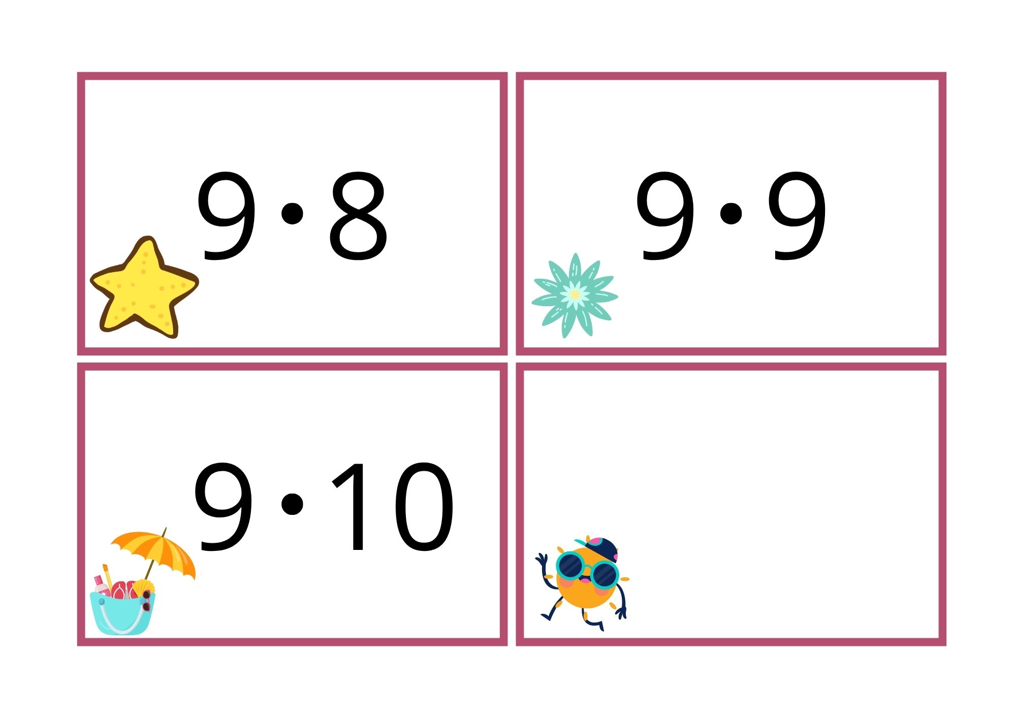 Multiplikasjonskort for 0- til 11-gangen med strandtema - Bilde 11