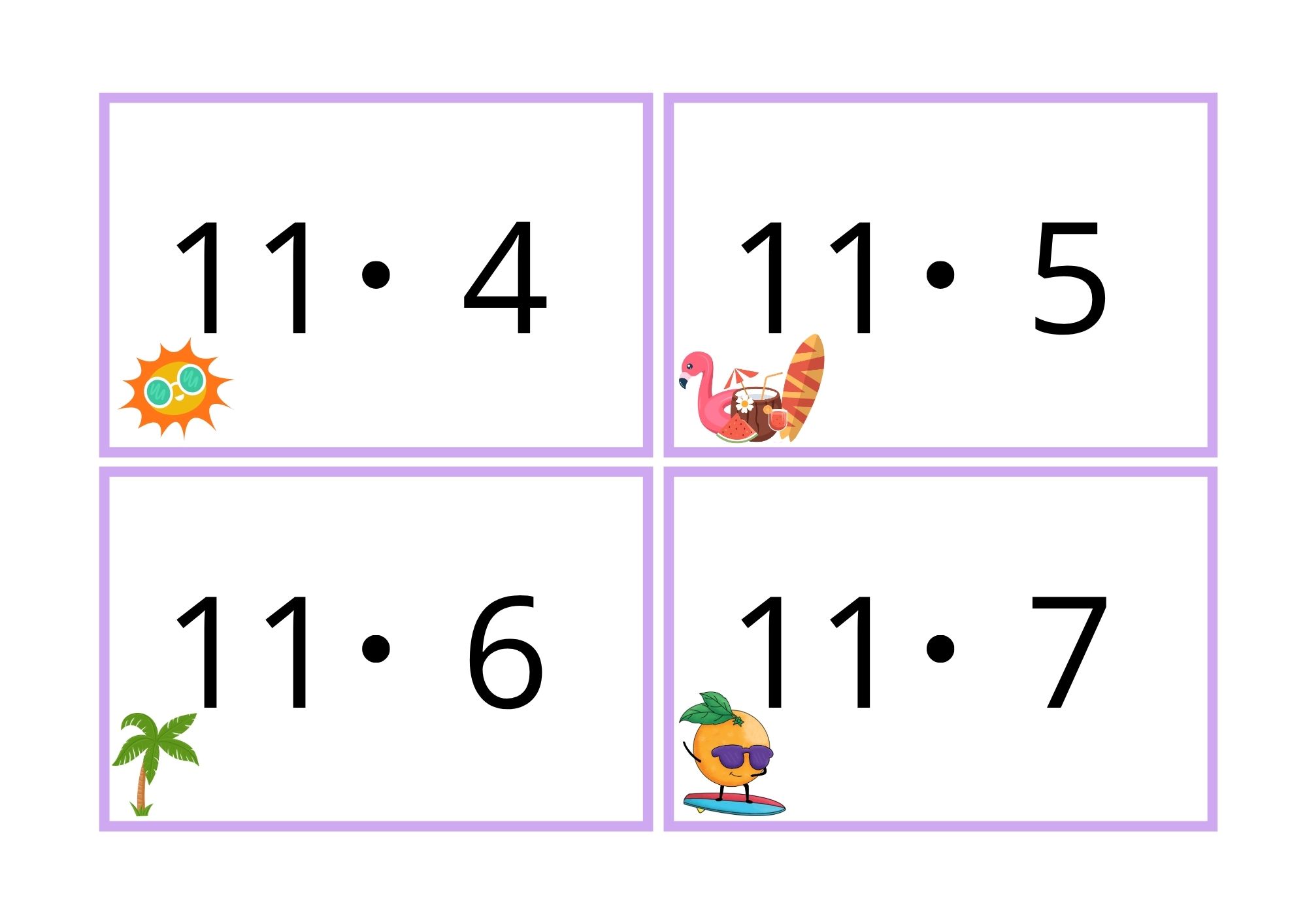 Multiplikasjonskort for 0- til 11-gangen med strandtema - Bilde 13