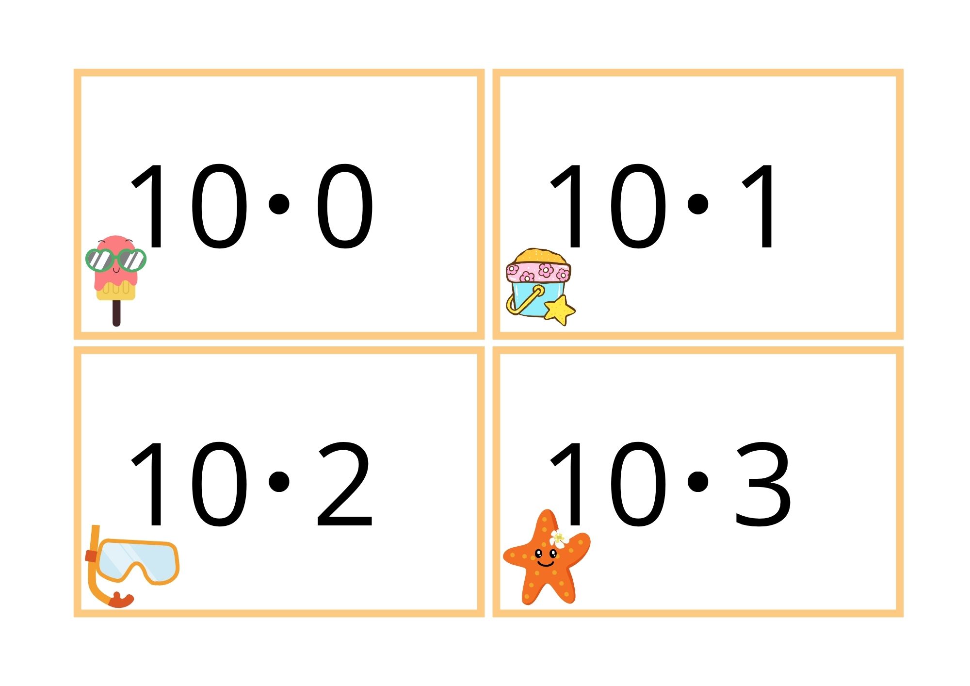 Multiplikasjonskort for 0- til 11-gangen med strandtema - Bilde 12